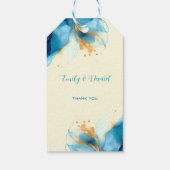 Abstrakte Blue & Gold Watercolor Hochzeit Geschenkanhänger (Rückseite)