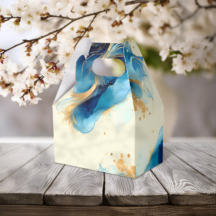Abstrakte Blue & Gold Watercolor Hochzeit Geschenkschachtel