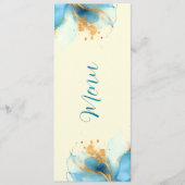 Abstrakte Blue & Gold Watercolor Hochzeit Menükarte (Vorderseite)