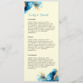 Abstrakte Blue & Gold Watercolor Hochzeit Menükarte (Rückseite)