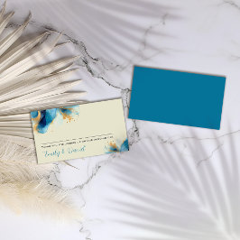Abstrakte Blue & Gold Watercolor Hochzeit Platzkarte