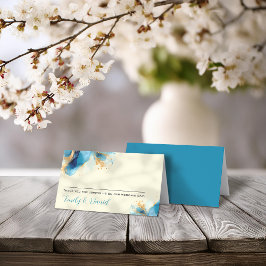 Abstrakte Blue & Gold Watercolor Hochzeit Platzkarte