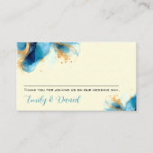 Abstrakte Blue & Gold Watercolor Hochzeit Platzkarte (Vorderseite)