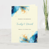 Abstrakte Blue & Gold Watercolor Hochzeit Programm (Vorderseite)