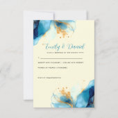 Abstrakte Blue & Gold Watercolor Hochzeit RSVP Karte (Vorderseite)