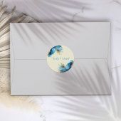 Abstrakte Blue & Gold Watercolor Hochzeit Runder Aufkleber