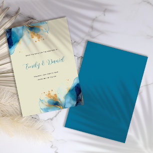 Abstrakte Blue & Gold Watercolor Hochzeit Save The Date