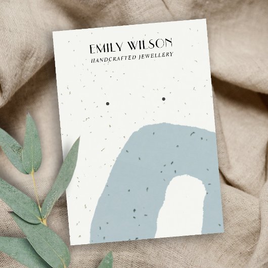 ABSTRAKTE BLUE GRAY KERAMIK STUD EARRING DISPLAY VISITENKARTE