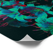 Abstrakte Blue Lily Blume Raindrops Poster (Ecke)