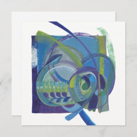 Abstrakte Blues Artist's flache, entfaltete Noteca Dankeskarte (Vorne/Hinten)