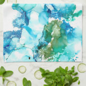 Abstrakte Blues & Grüntöne Handtuch (Gefaltet)