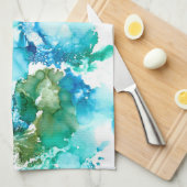 Abstrakte Blues & Grüntöne Handtuch (Viertel Falte)