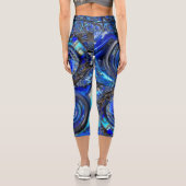 Abstrakte Blues High Waisted Capris (Rückseite)