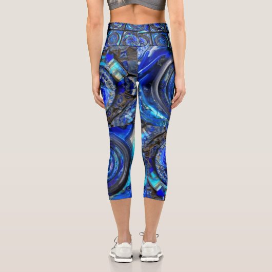 Abstrakte Blues High Waisted Capris (Rückseite)
