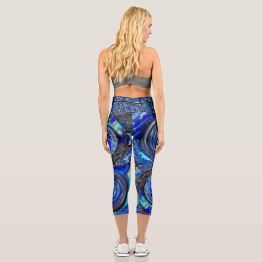 Abstrakte Blues High Waisted Capris (Rückseite)