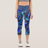 Abstrakte Blues High Waisted Capris (Vorderseite)