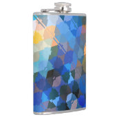 Abstrakte Blues Lila und goldene Dreiecke Flachmann (Rechts)