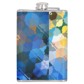 Abstrakte Blues Lila und goldene Dreiecke Flachmann (Rückseite)