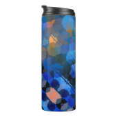 Abstrakte Blues Lila und goldene Dreiecke Thermosbecher (Nach rechts gedreht)