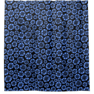 Abstrakte Blume 031023 - Baby Blue on Black Duschvorhang