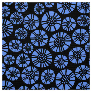 Abstrakte Blume 031023 - Baby Blue on Black Stoff