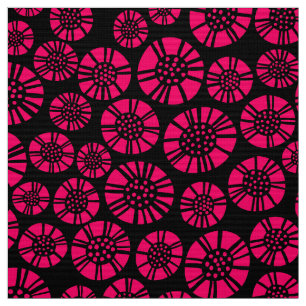 Abstrakte Blume 031023 - Neon Red on Black Stoff