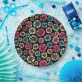 Abstrakte Blume 031023 - Schwarz-Farben Pappteller (Party)