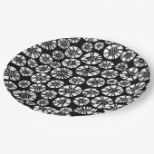 Abstrakte Blume 031023 - Schwarz-Weiß Pappteller (Schrägansicht)