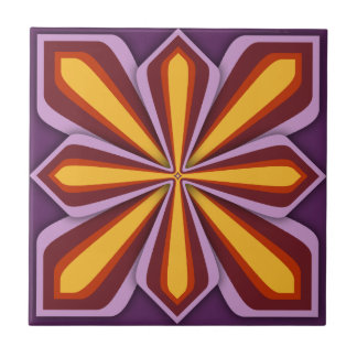 Abstrakte Blume, Amethyst Orange Saffron Fliese