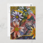 abstrakte Blume Aquarellmalerei Postkarte (Vorne/Hinten)