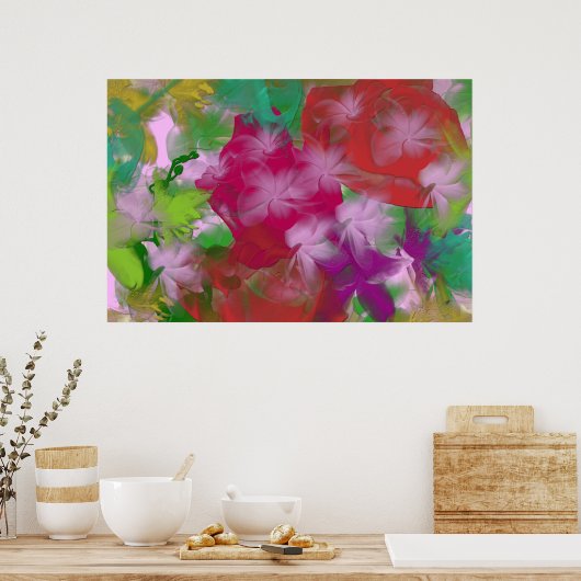 Abstrakte Blume Art Canvas Print Poster (Küche)