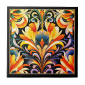Abstrakte Blume Art Deco Design Keramik Tile Fliese (Vorderseite)