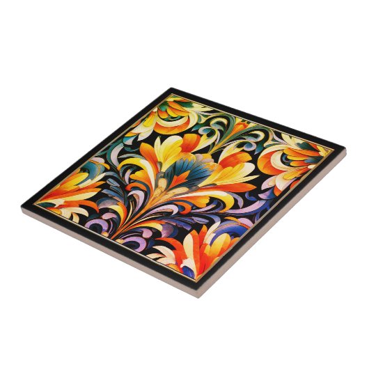 Abstrakte Blume Art Deco Design Keramik Tile Fliese (Seite)