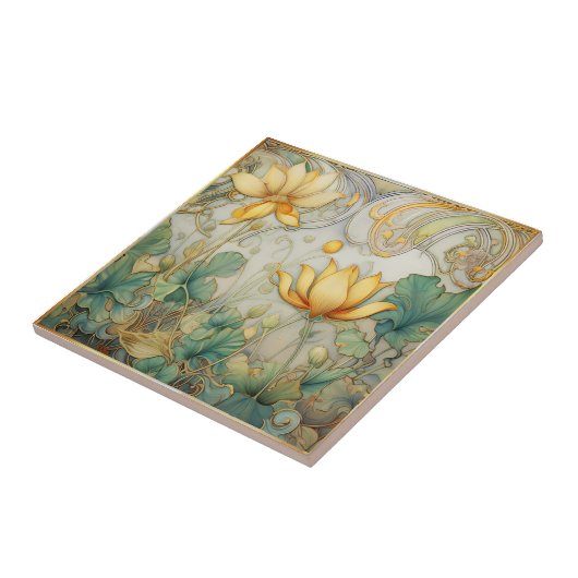 Abstrakte Blume Art Deco Keramik Tile Fliese (Seite)
