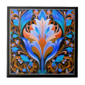 Abstrakte Blume Art Deco Keramik Tile Fliese (Vorderseite)