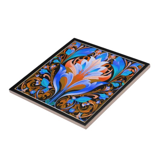 Abstrakte Blume Art Deco Keramik Tile Fliese (Seite)