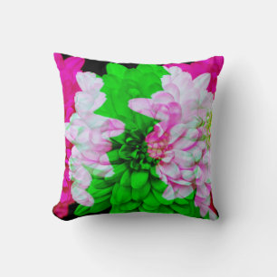 Abstrakte Blume Art Pink Grünes Kissen