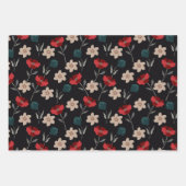 Abstrakte Blume auf Schwarz Geschenkpapier Set (Vorderseite 2)