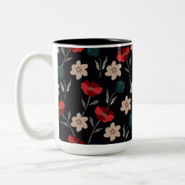 Abstrakte Blume auf schwarz Zweifarbige Tasse