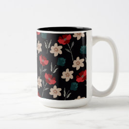 Abstrakte Blume auf schwarz Zweifarbige Tasse
