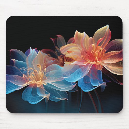 Abstrakte Blume auf schwarzem Hintergrund Mousepad (Vorne)