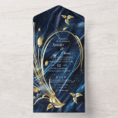 Abstrakte Blume aus Simmery Blue Silk All In One Einladung (Innen Boden)