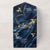 Abstrakte Blume aus Simmery Blue Silk All In One Einladung (Außenbereich)