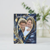 Abstrakte Blume aus Simmery Blue Silk Ankündigungspostkarte (Stehend Vorderseite)