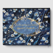 Abstrakte Blume aus Simmery Blue Silk Gästebuch (Rückseite)