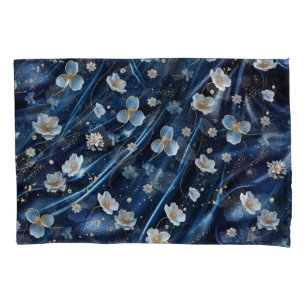Abstrakte Blume aus Simmery Blue Silk Kissenbezug