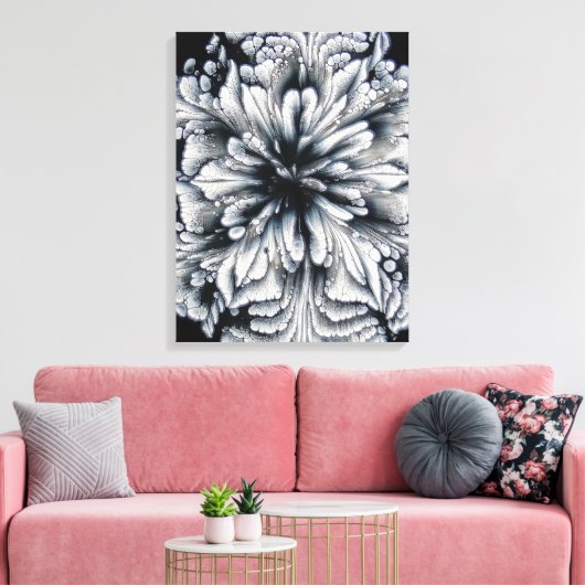 Abstrakte Blume aus weißem Öl Leinwanddruck (Insitu (Wohnzimmer))