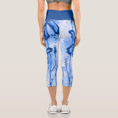 Abstrakte Blume blau Capri Leggings (Rückseite)