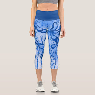 Abstrakte Blume blau Capri Leggings