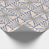 Abstrakte Blume Blau Gelb Retro Boho Floral Geschenkpapier (Ecke)
